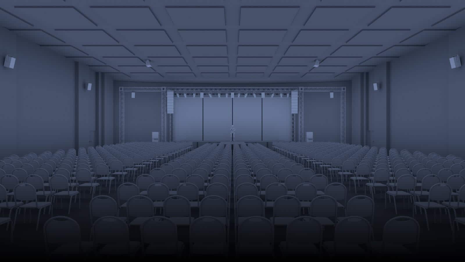 An auditorium with no speakers deployed