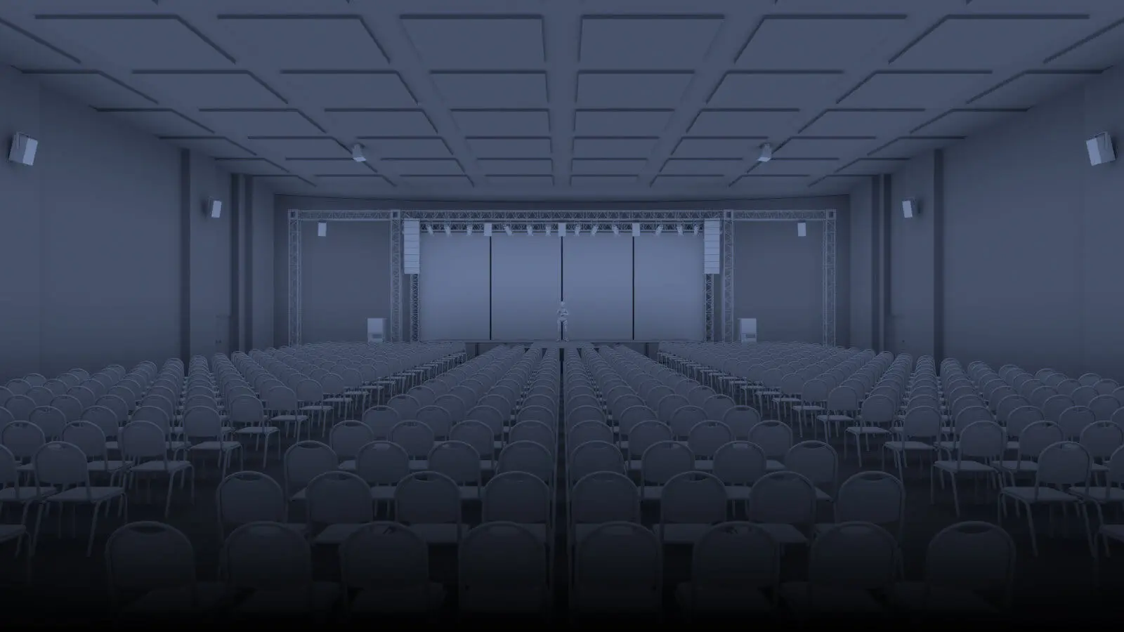 An auditorium with no speakers deployed
