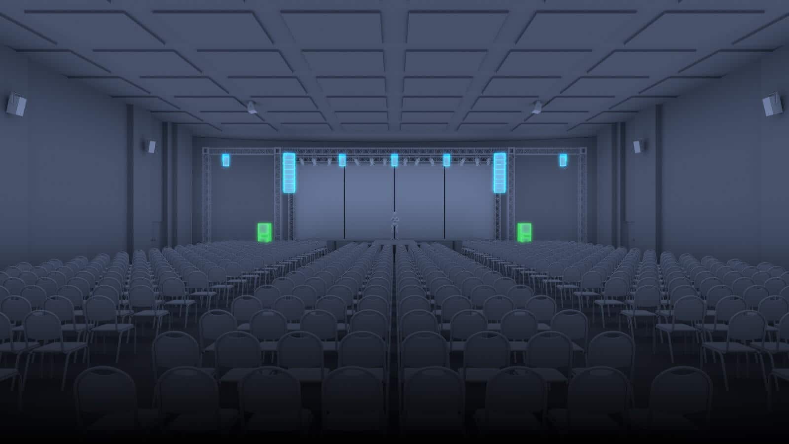 An auditorium with a frontal set up