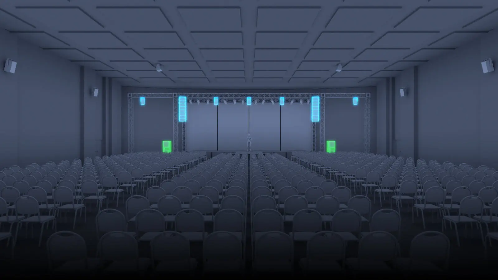 An auditorium with a frontal set up