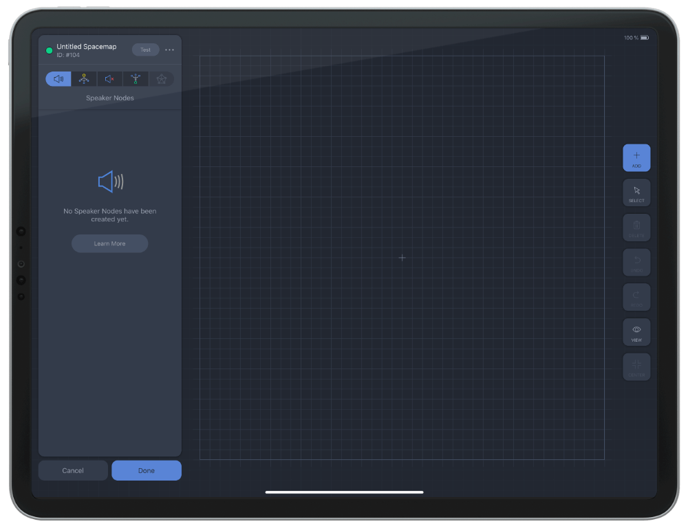 iPad displaying the Spacemap Go start page