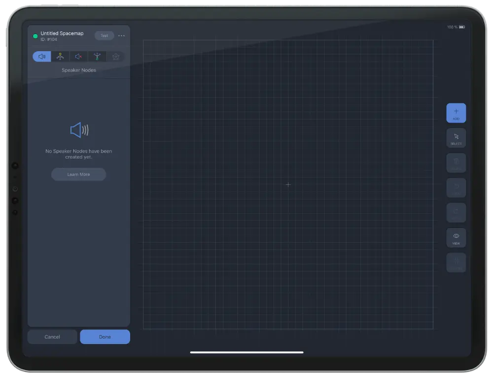 iPad displaying the Spacemap Go start page