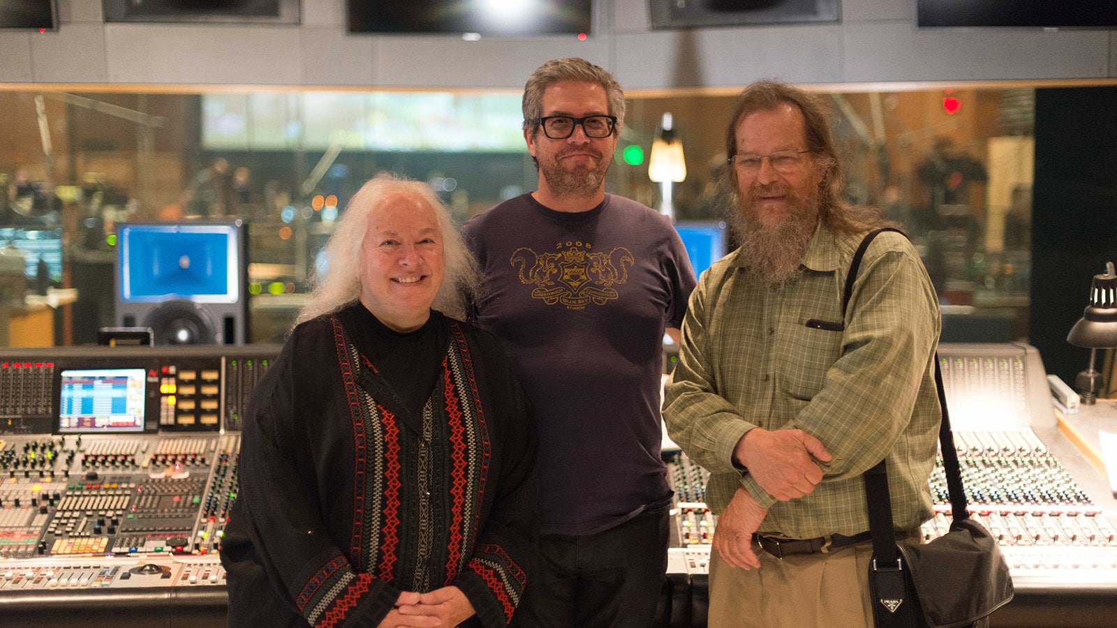 Left to right: Helen Meyer, Executive VP of Meyer Sound; John Powell; John Meyer, CEO of Meyer Sound.