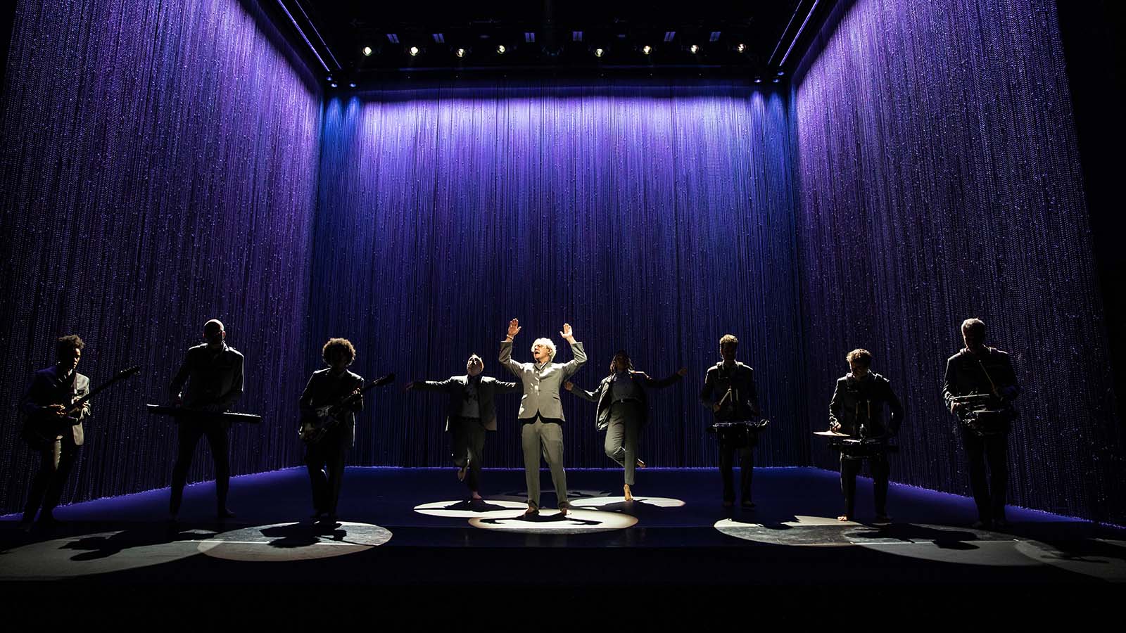 David Byrne (center) and the company of American Utopia