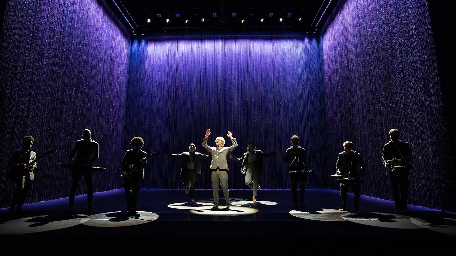 David Byrne (center) and the company of American Utopia