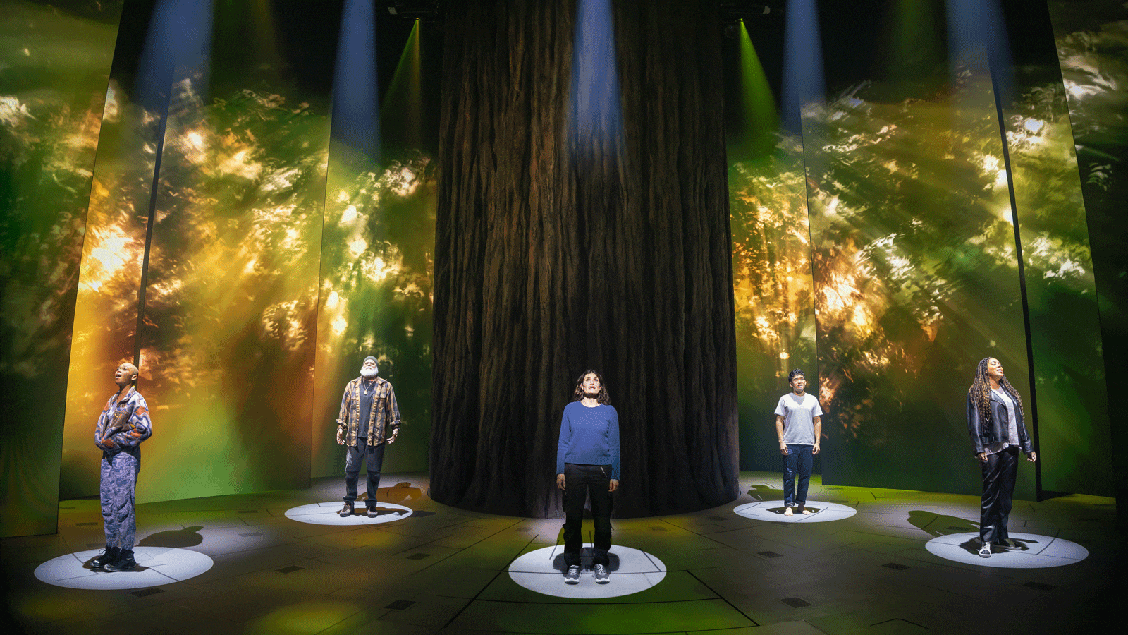 Khaila Wilcoxon, Michael Park, Idina Menzel, Zachary Noah Piser and
De'Adre Aziza in Redwood